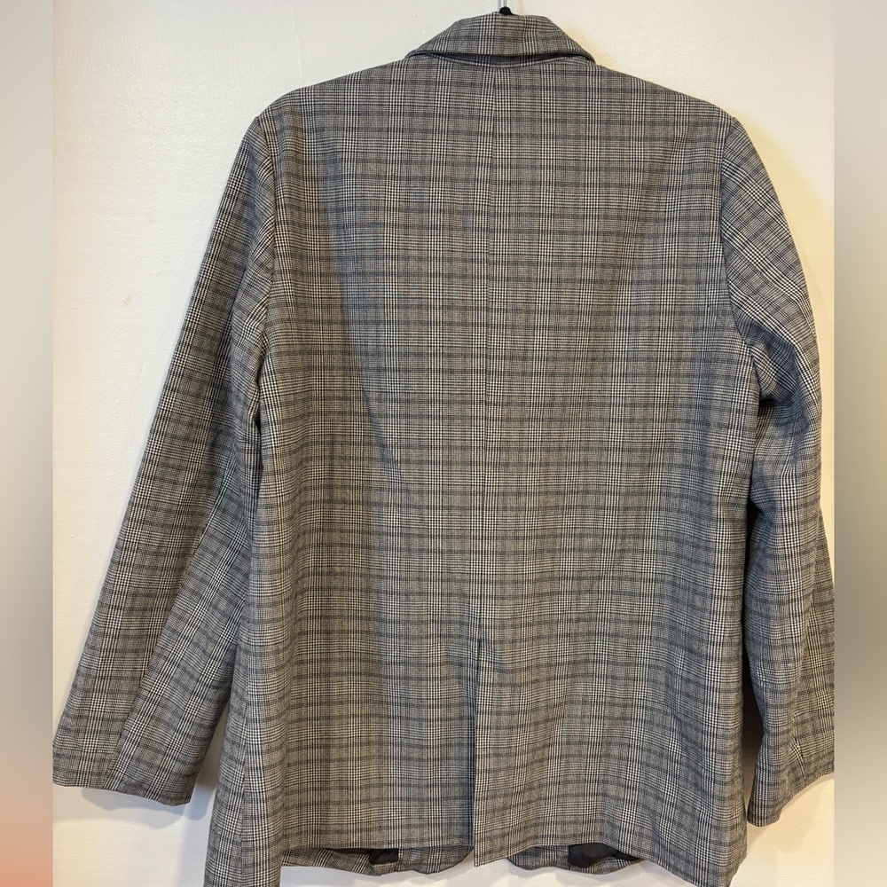 NWT American Eagle Oversized Grey Plaid Striped Boyfriend Blazer Large - Picture 5 of 6